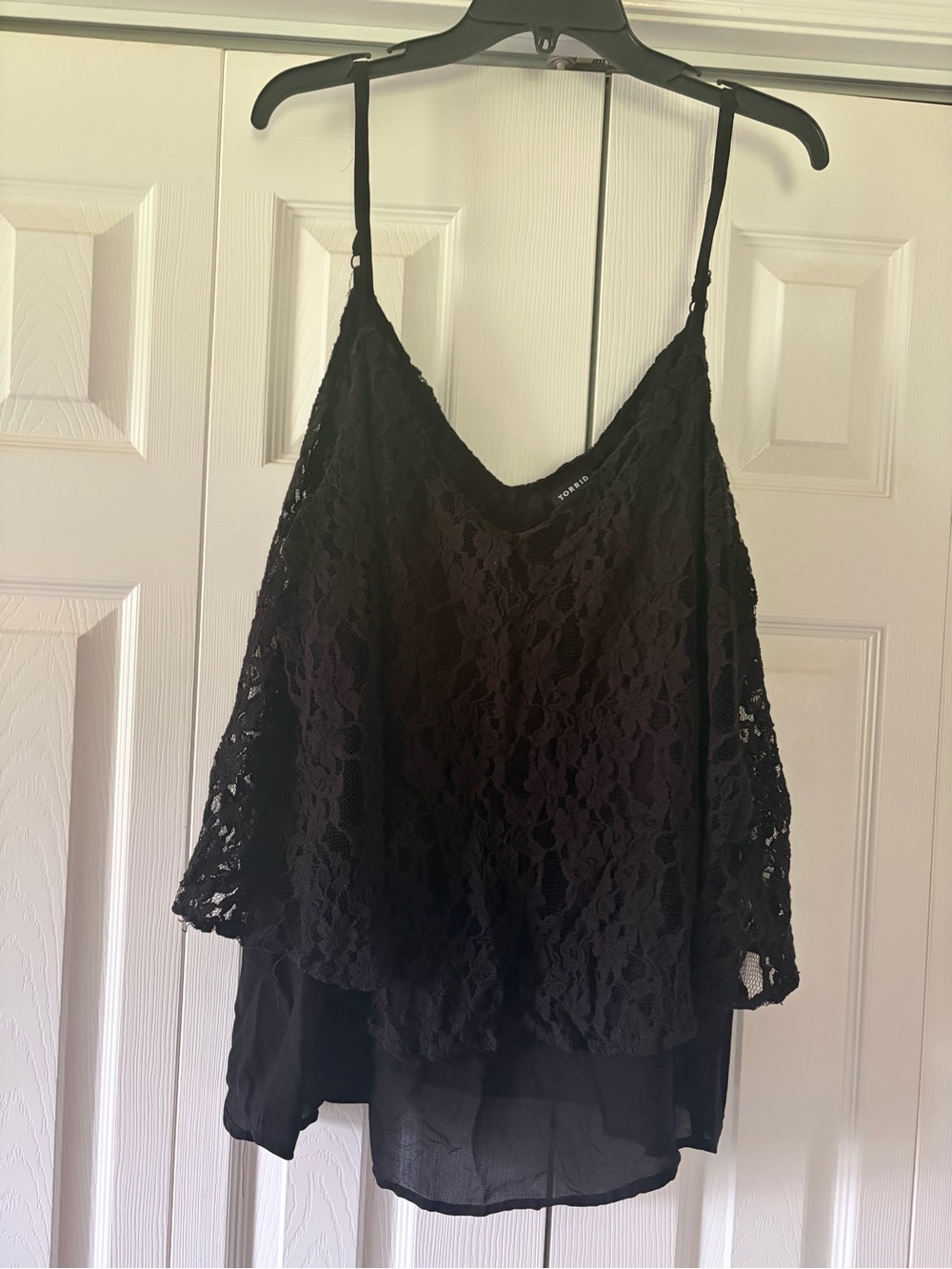 torrid Black Lace Layered Cami with Chiffon Hem
